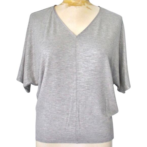 White House Black Market Mercury Silver Foil V-Neck Dolman Top - Small Petite - Picture 1 of 16